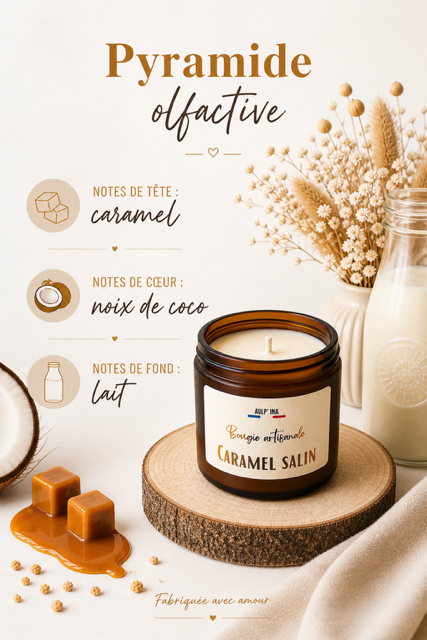 Bougie ambrée Caramel salin 250 ml
